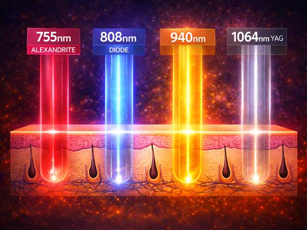 تصویر طول موج های موجود در دستگاه لیزر تیتانیوم